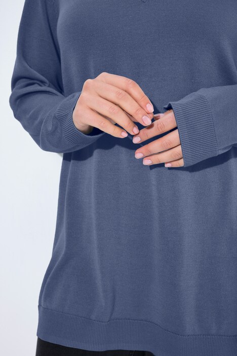 Pull col en V, manches longues, maille fine et douce