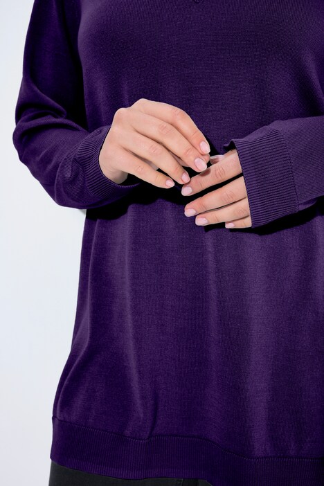 Pull col en V, manches longues, maille fine et douce