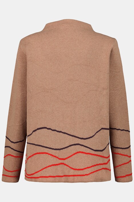 Pullover, Wellenmuster, Stehkragen, weicher Feinstrick