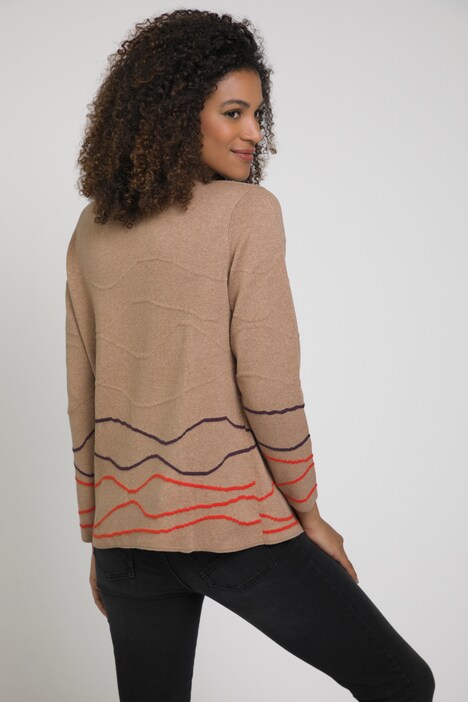 Pullover, Wellenmuster, Stehkragen, weicher Feinstrick
