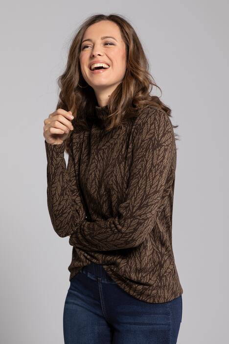 Sweatshirt, gemustert, Stehkragen, Langarm