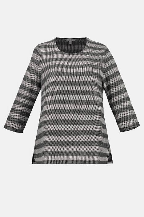 Textured Stripe Round Neck Sweatshirt