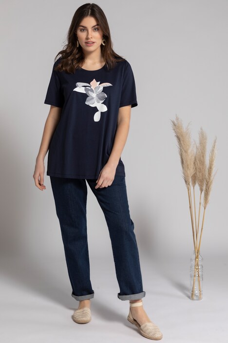 T-shirt, korte mouwen, bloemenmotief, biologisch katoen