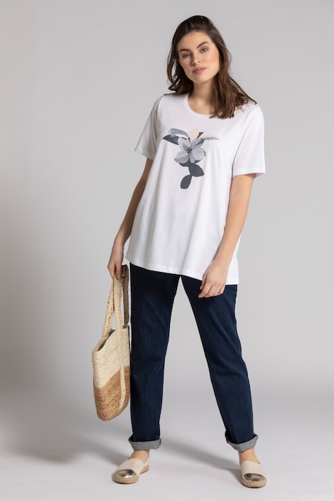 T-shirt, korte mouwen, bloemenmotief, biologisch katoen