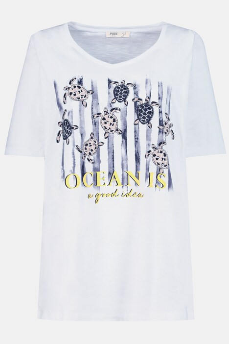 T-Shirt, Schildkröte, V-Ausschnitt, Halbarm, Biobaumwolle