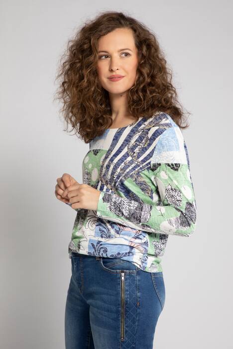 T-Shirt, Patch-Design, leicht oversized, Langarm