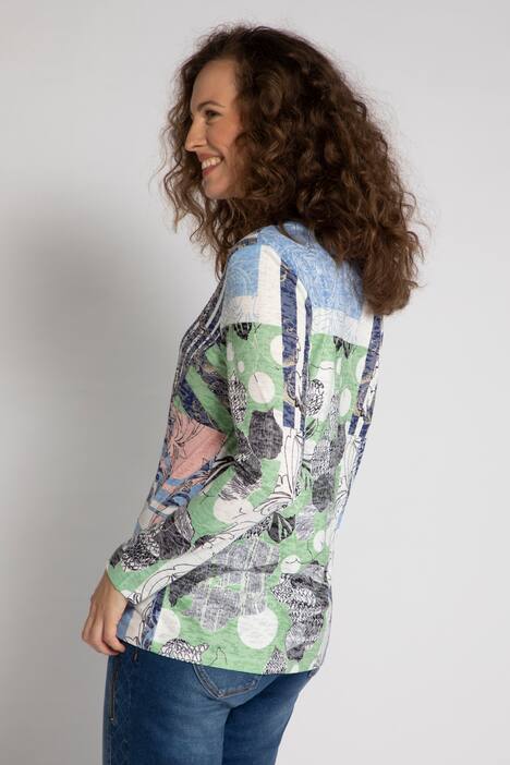 T-Shirt, Patch-Design, leicht oversized, Langarm