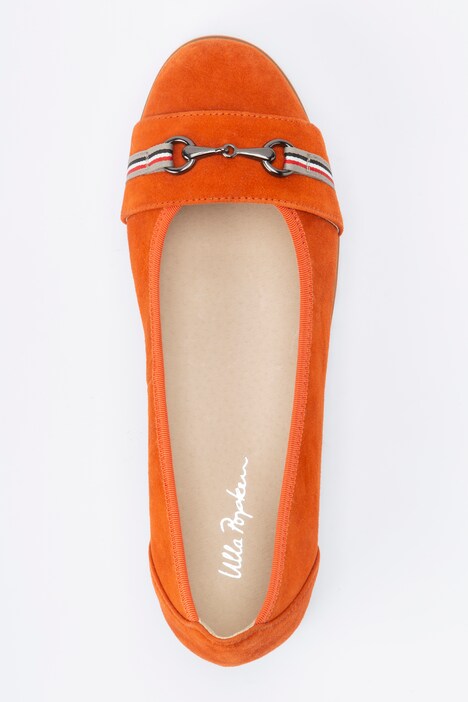 Leder-Ballerinas, Trense, Streifenband, Weite H