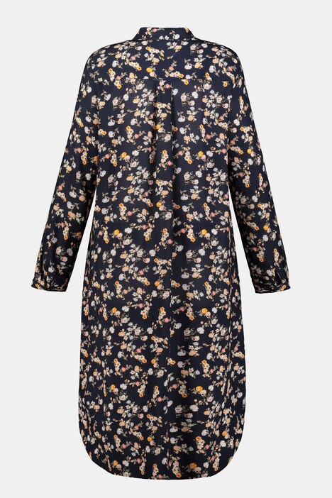 Longbluse mit Blütenmuster, Langarm, Seitenschlitze