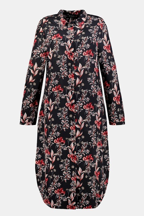 Longbluse mit Blumenmuster, Langarm, Seitenschlitze