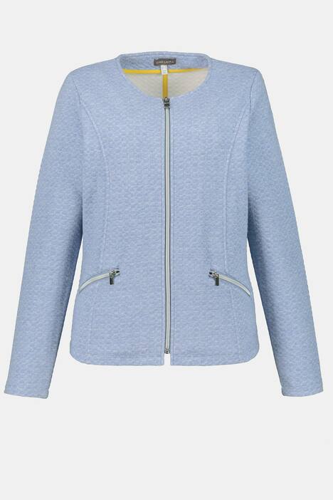 Jacquard-Jacke, Rundhals, Zipper, Taschen