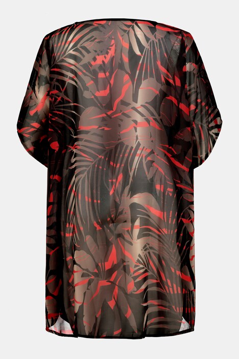 Tunique, imprimé jungle, oversize, pierres fantaisie, voile