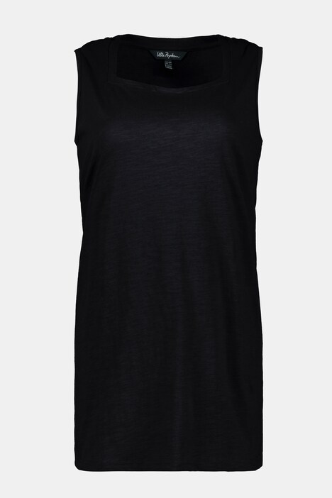 Longtop, Carree-Ausschnitt, ärmellos, Flammjersey