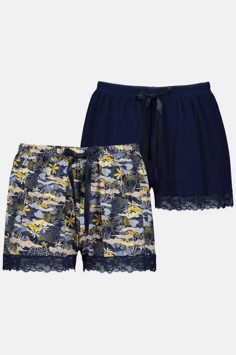 Shorty-Pants, 2er-Pack, uni/Muster, Spitze, Elastikbund