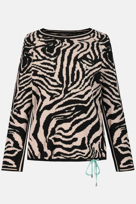 Pullover Identity, Rundhals, Langarm, Zebra Jacquard Strick
