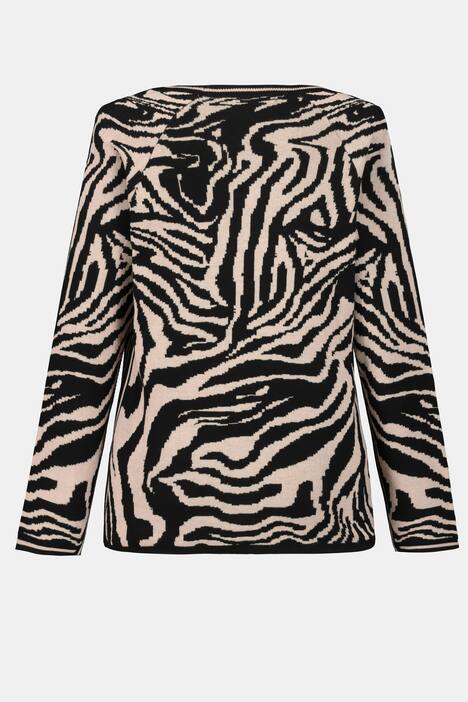 Pullover Identity, Rundhals, Langarm, Zebra Jacquard Strick