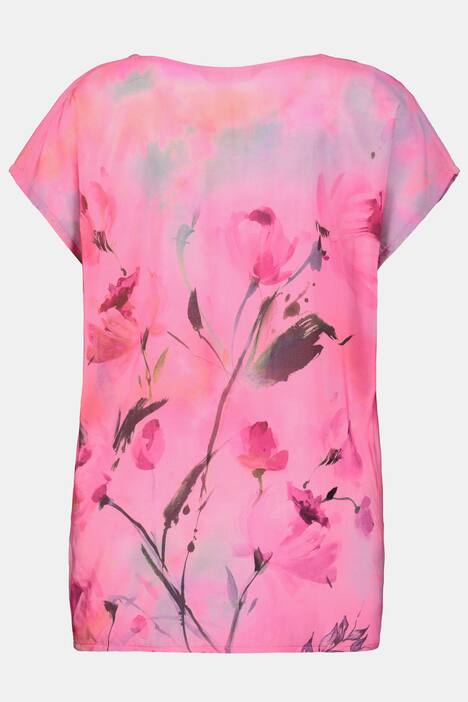 Shirtbluse, Blüten, Oversized, V-Ausschnitt, ärmellos