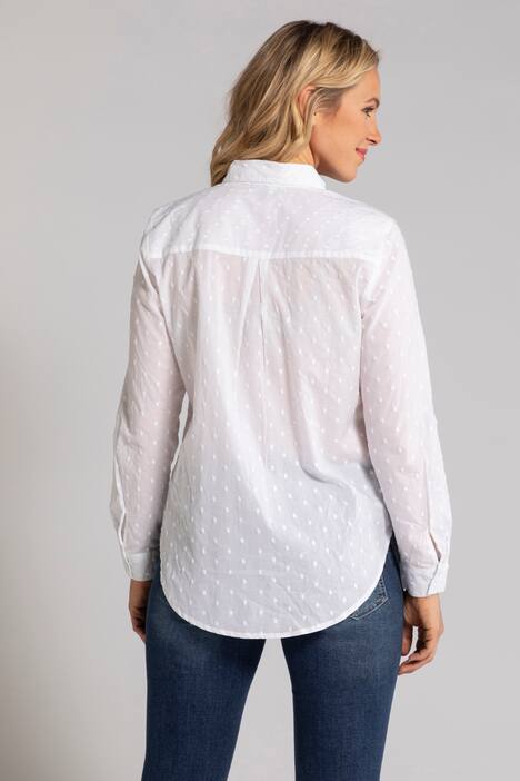 Bluse, gestickte Punkte, Hemdkragen, Langarm