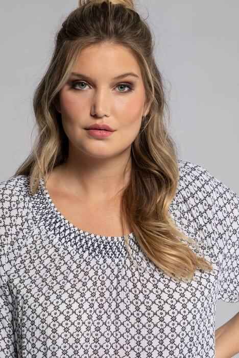 Carmen-Bluse, gemustert, schulterfrei tragbar, Halbarm