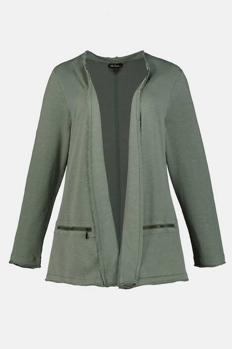 Sweatjacke, offene Form, offene Kanten