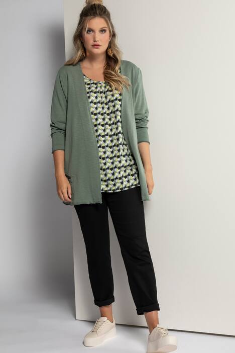 Sweatjacke, offene Form, offene Kanten