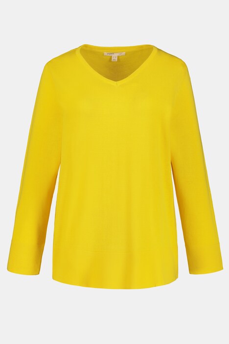 Pullover, V-Ausschnitt, Knopf-Bündchen, Langarm, Biobaumwolle