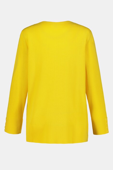 Pullover, V-Ausschnitt, Knopf-Bündchen, Langarm, Biobaumwolle