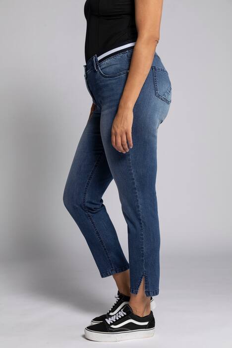 Stripe Elastic Waist Slim Leg Sarah Fit Stretch Jeans
