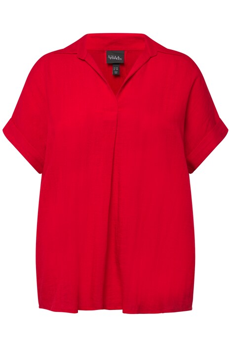 Halenka, záda s knoflíky, oversize, ozdobné sklady, krátké rukávy