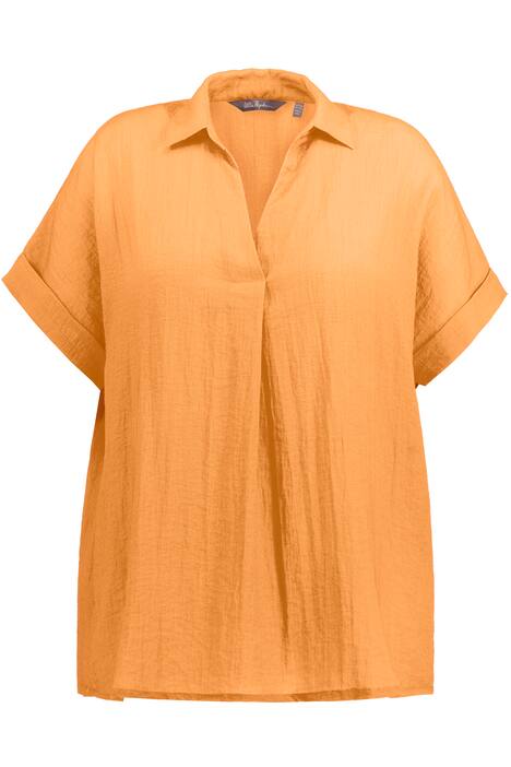 Halenka, záda s knoflíky, oversize, ozdobné sklady, krátké rukávy