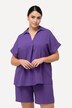 Blusa oversize con bottoni sul retro, piega decorativa e mezze maniche