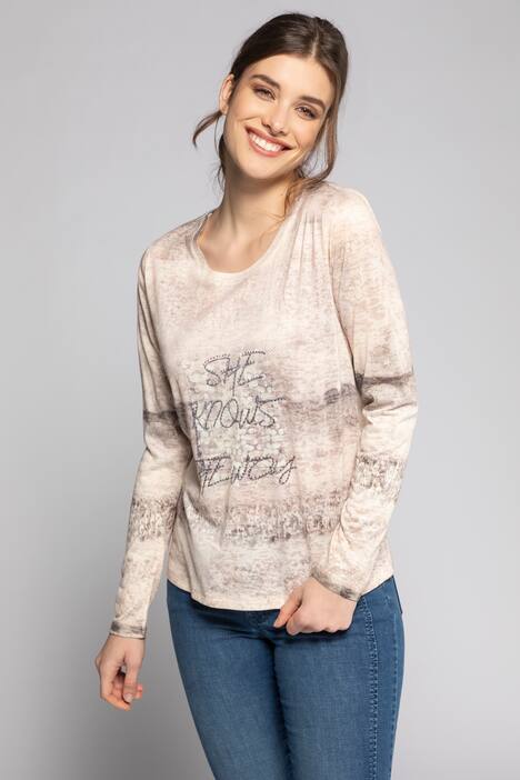 Shirt, Streifen, Statement, Rundhals, Langarm