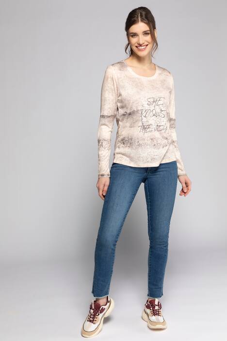 Shirt, Streifen, Statement, Rundhals, Langarm