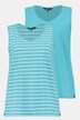 Hauts, lot de 2, rayures/uni, col en V, sans manches
