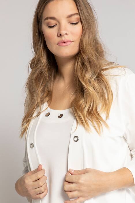 2-in-1-Shirt, Rundhals, 3/4-Ärmel, Metallic-Ösen