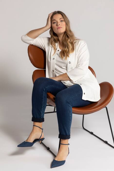 2-in-1-Shirt, Rundhals, 3/4-Ärmel, Metallic-Ösen