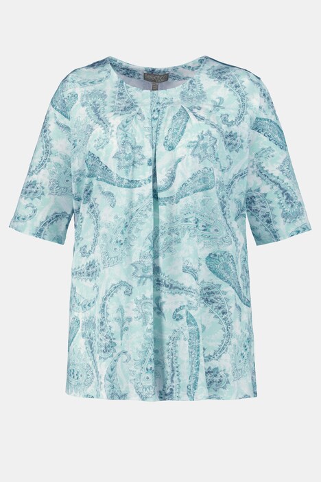 Paisley Print A-line Fit Slinky Stretch Knit Top