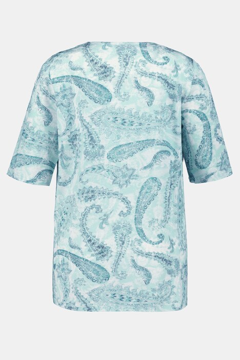 Paisley Print A-line Fit Slinky Stretch Knit Top