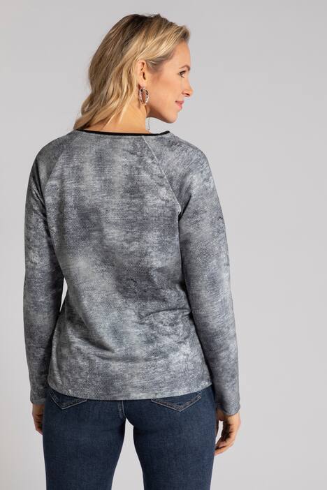 Sweatshirt, bedruckt, Ziersteine, Saumband, Langarm