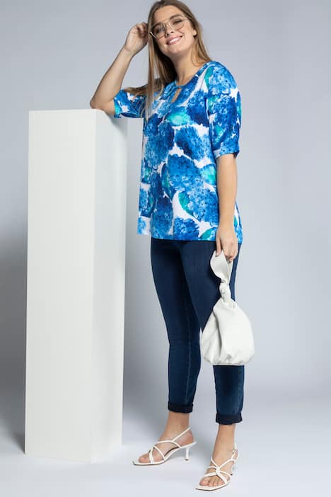 Slinkyshirt, Halbarm, Hortensien Design