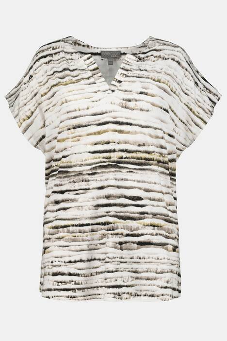 Shirt, oversized, Tunika-Ausschnitt, Halbarm, Streifen