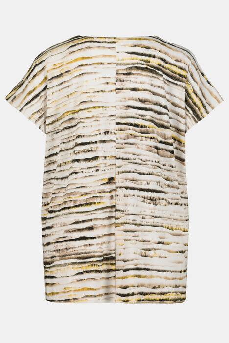 Shirt, oversized, Tunika-Ausschnitt, Halbarm, Streifen