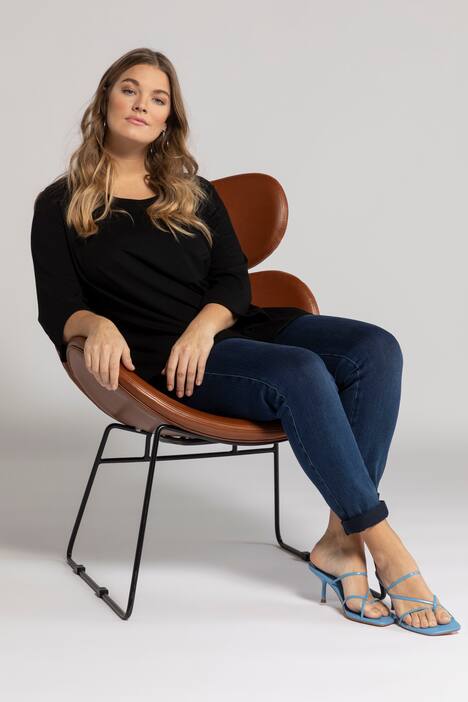 Shirt, Rundhals, 3/4-Ärmel, Taille hinten gesmokt