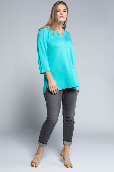 Shirt, Tunika-Ausschnitt, 3/4-Arm, Piqué-Jersey