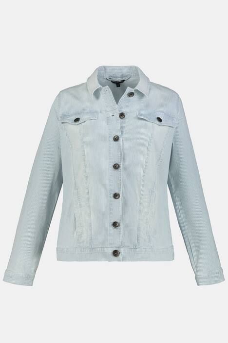 Light Stripe Button Front Stretch Denim Jacket