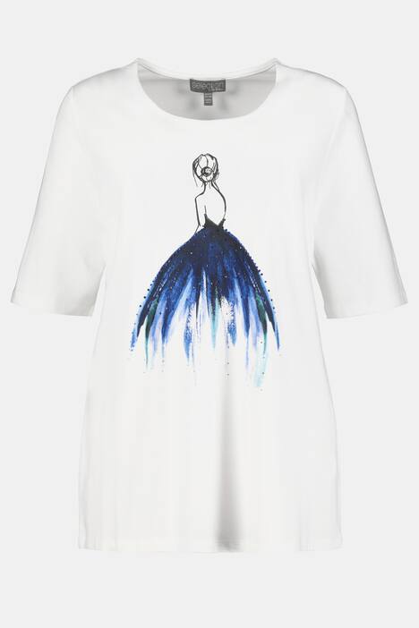 T-Shirt, Rundhals, Halbarm, Ballerina, Glitzersteinchen
