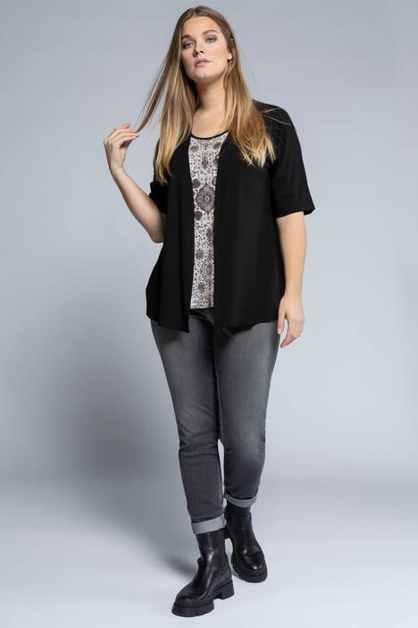 2-in-1-Shirt, Rundhals, Halbarm, Carpet-Design