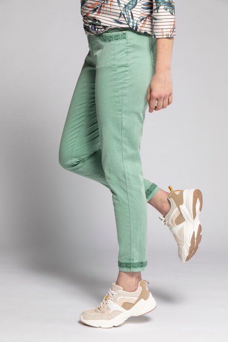 7/8 Hose Tina, Stickerei, schmale 5-Pocket-Form