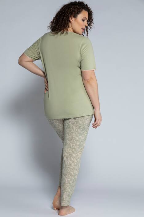 Pyjama, Zierkante, Spitzendruck, Biobaumwolle