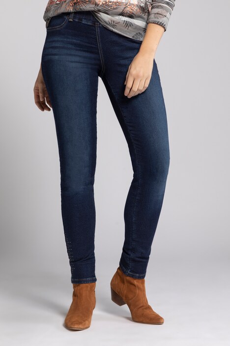 Jeggings Julia, schmal, Schmuckdetail, Sweatdenim